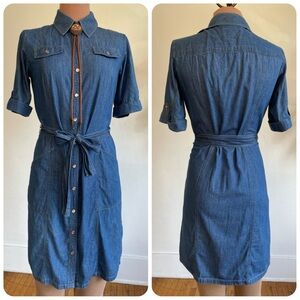 Pendleton Vintage Fit Pearl Snap Button Down Denim Chambray Shirt Dress Size S